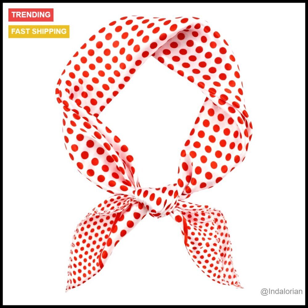 Silk Blend Scarf Retro Polka Dot Ascot Headband Vintage Cosplay Accessory